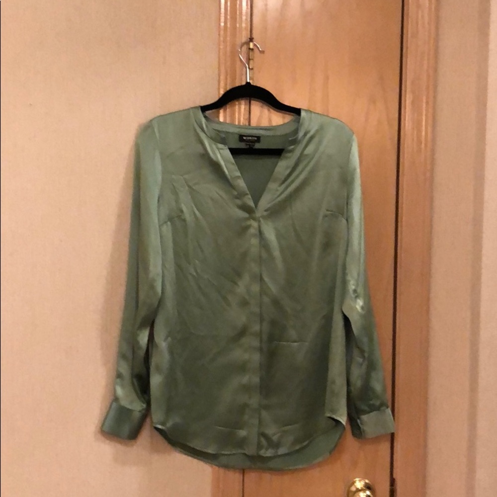 WORTH Ivy green silk blouse